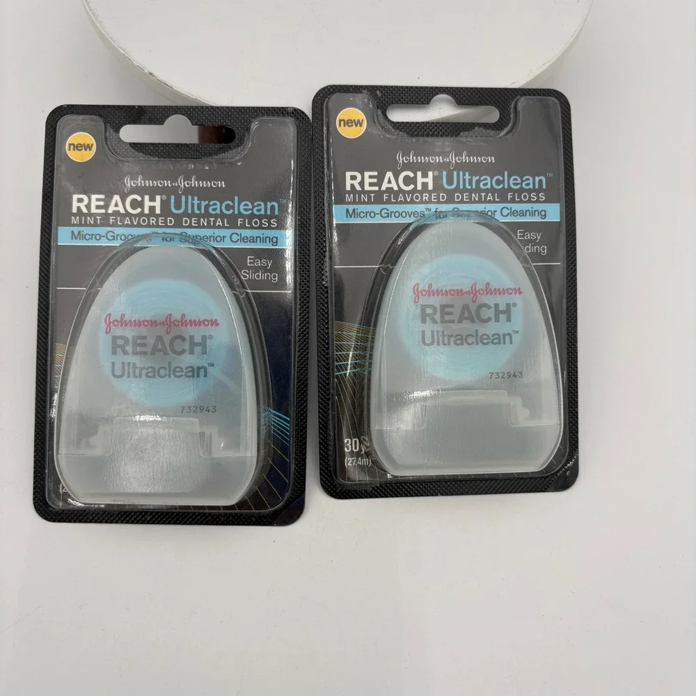2pk Johnson‎ & Johnson Reach Ultraclean Mint Dental Floss Micro-Grooves 30yd